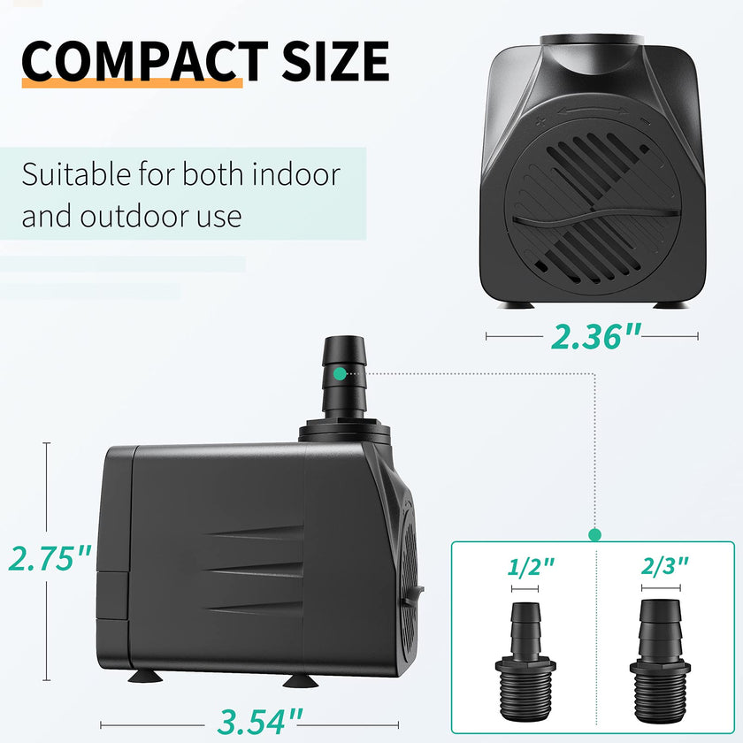 Pawfly 400 GPH Submersible Water Pump 25W 7ft. High Lift Quiet Pump with 6ft Power Cord for Fountain Aquarium Fish Tank 🍁 All In One Marketplace Canada
