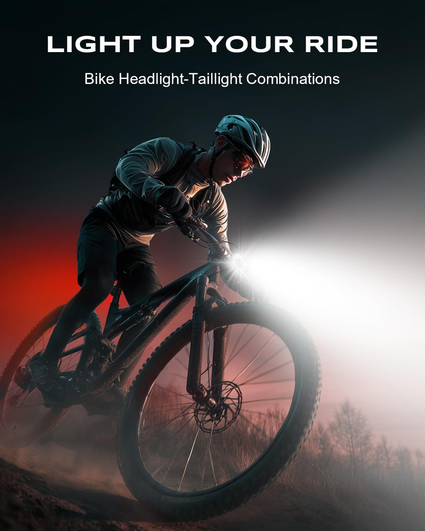 WOCBUY Bike Lights, Ultra-Slim & Lightweight Rechargeable Bicycle Lights Set, [5+6 Modes] Dual USB-C Bike Lights Front and Back, IP65 Waterproof Bicycle Lights for Night Riding Road Mountain Cycling 🍁 All In One Marketplace Canada