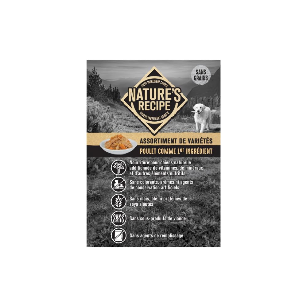 Nature’s Recipe Chicken, Chicken & Duck, Chicken & Venison Wet Dog Food Variety Pack 936 g 12 pk 🍁 All In One Marketplace Canada