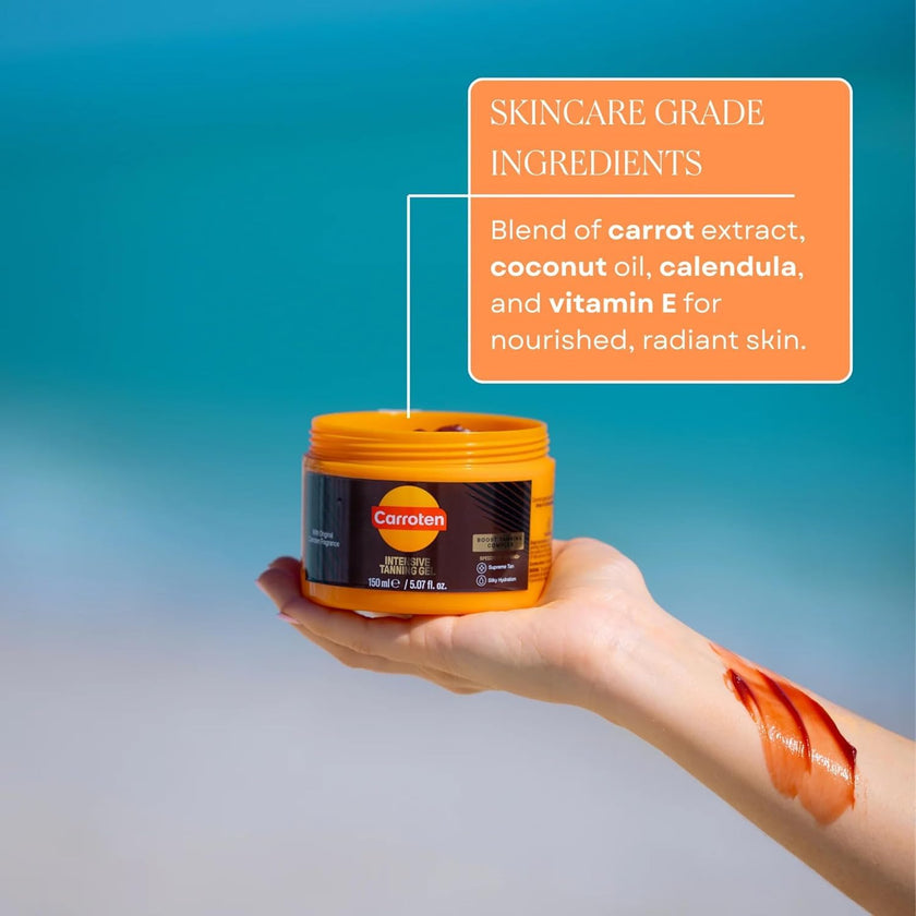 Carroten Intensive Tanning Gel | Browning Indoor/Outdoor Tan Accelerator | Non-Greasy, Water-Resistant with Carrot and Coconut Oil | Vitamin A & E For Moisture & Hydration | Made in Greece | 5 Fl Oz 🍁 All In One Marketplace Canada