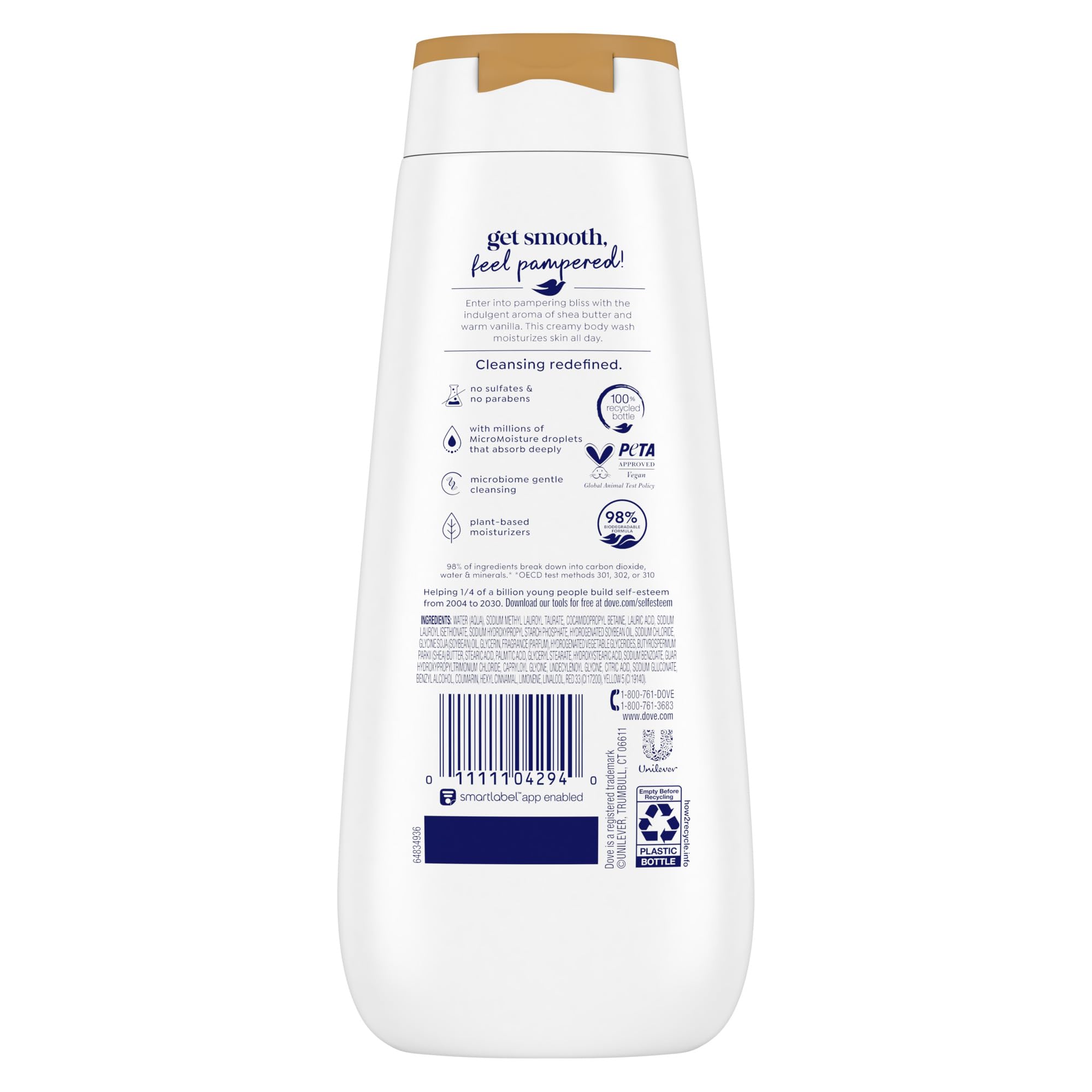 Dove Body Wash for Renewed, Healthy-Looking Skin, Pampering Shea Butter & Vanilla, Gentle Skin Cleanser with 24hr Renewing MicroMoisture, 325mL (Pack of 4) 🍁 All In One Marketplace Canada