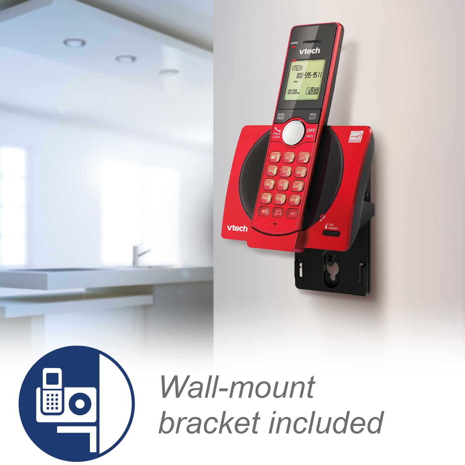 VTech DECT 6.0 Single Handset Cordless Phone with CID, Backlit Keypad and Screen, Full Duplex Handset Speakerphone, and Call Block Red 🍁 All In One Marketplace Canada