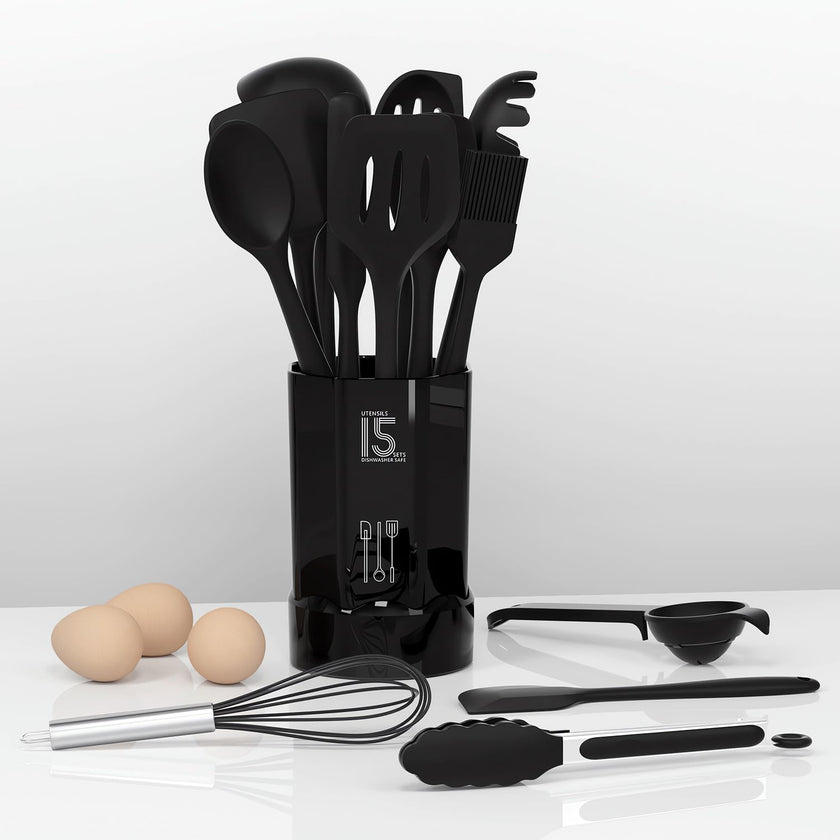 Silicone Cooking Utensils Set - 446°F Heat Resistant Kitchen Utensils,Turner Tongs,Spatula,Spoon,Brush,Whisk,Kitchen Utensil Gadgets Tools Set for Nonstick Cookware,Dishwasher Safe (BPA Free) 🍁 All In One Marketplace Canada