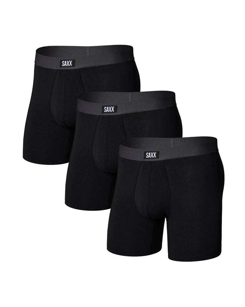 SAXX Underwear Co. Men's Core Cotton Boxer Brief Fly 3-Pack, Black/Graphite, Large 🍁 All In One Marketplace Canada