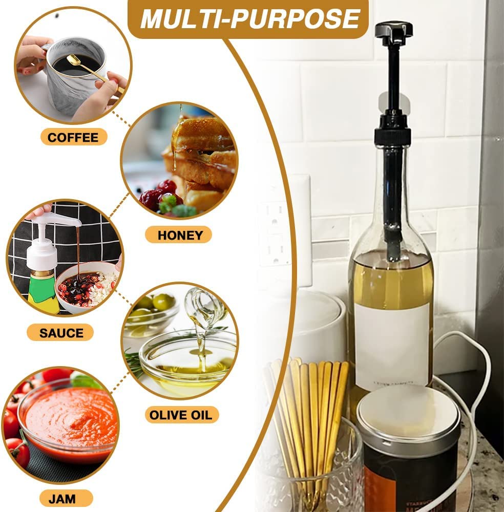 8 Pack Gold Coffee Syrup Pump Dispenser, Compatible with 25.4 Oz/750ml Bottles, Great for Home & Coffee Bar Drinking Mixes, Tea, Beverage, Cocktails, Plus Spoons 🍁 All In One Marketplace Canada