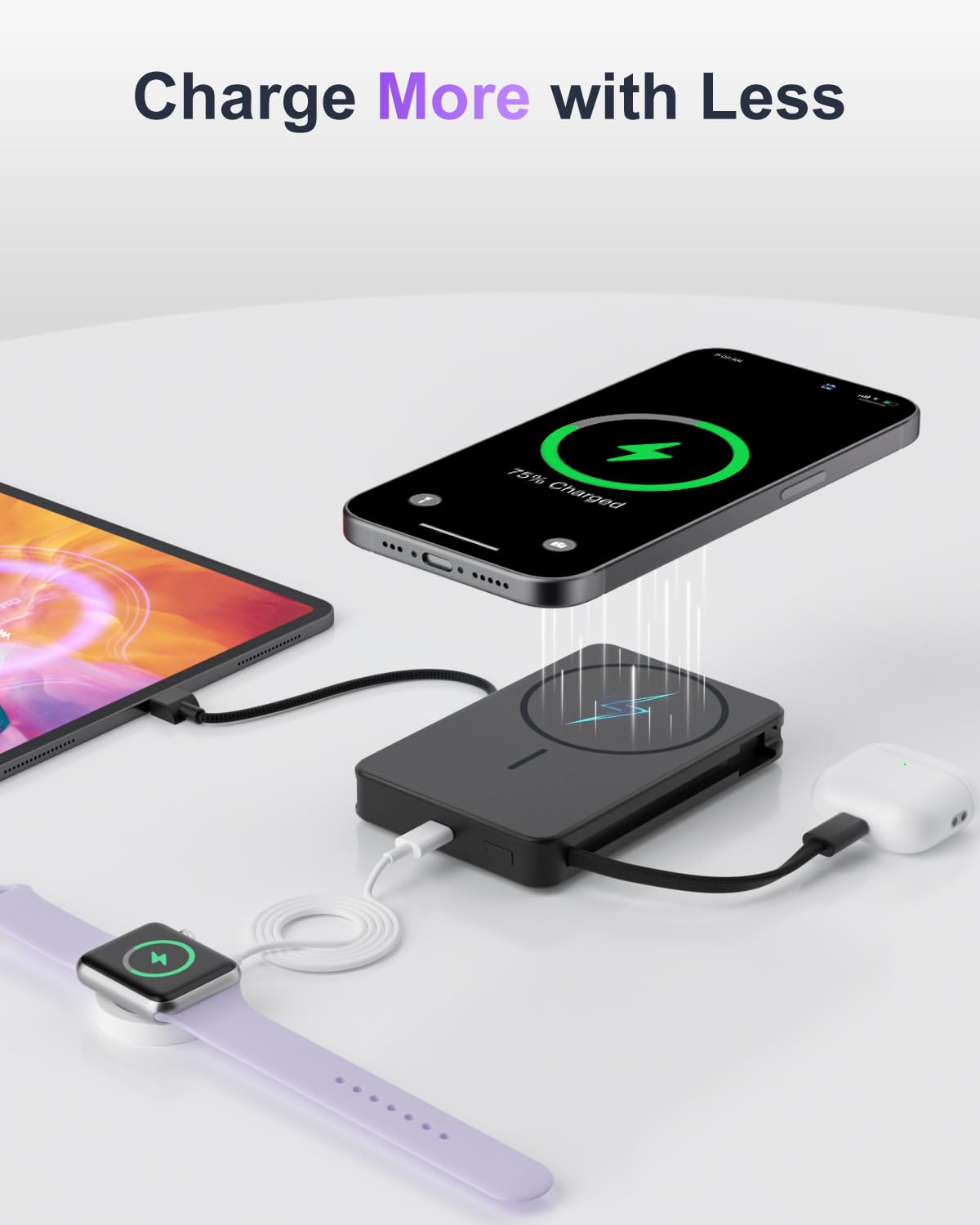 Magnetic Power Bank, 10,000mAh Wireless Portable Charger for Mag-Safe 15W Fast Charging, Battery Pack with USB-C/Lightning Cable 22.5W in/Out for iPhone 17/16/15/14/13/12 Series, AirPods & More 🍁 All In One Marketplace Canada
