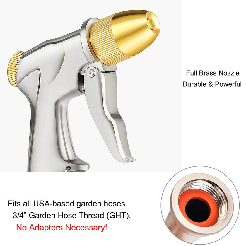 FANHAO Garden Hose Nozzle Sprayer, 100% Heavy Duty Metal Handheld Water Nozzle High Pressure in 4 Spraying Modes for Hand Watering Plants and Lawn, Car Washing, Patio and Pet 🍁 All In One Marketplace Canada