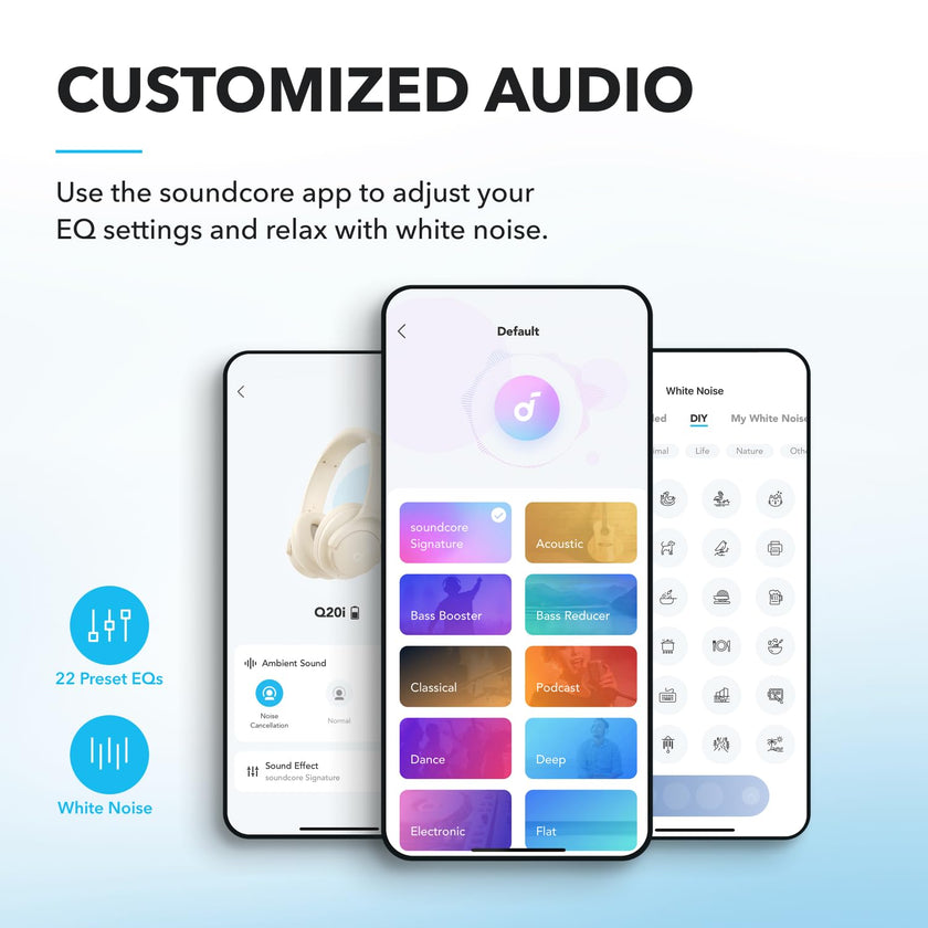 soundcore by Anker Q20i Hybrid Active Noise Cancelling Headphones, Wireless Over-Ear Bluetooth, 40H Long ANC Playtime, Hi-Res Audio, Big Bass, Customize via an App, Transparency Mode, Ideal for Travel 🍁 All In One Marketplace Canada