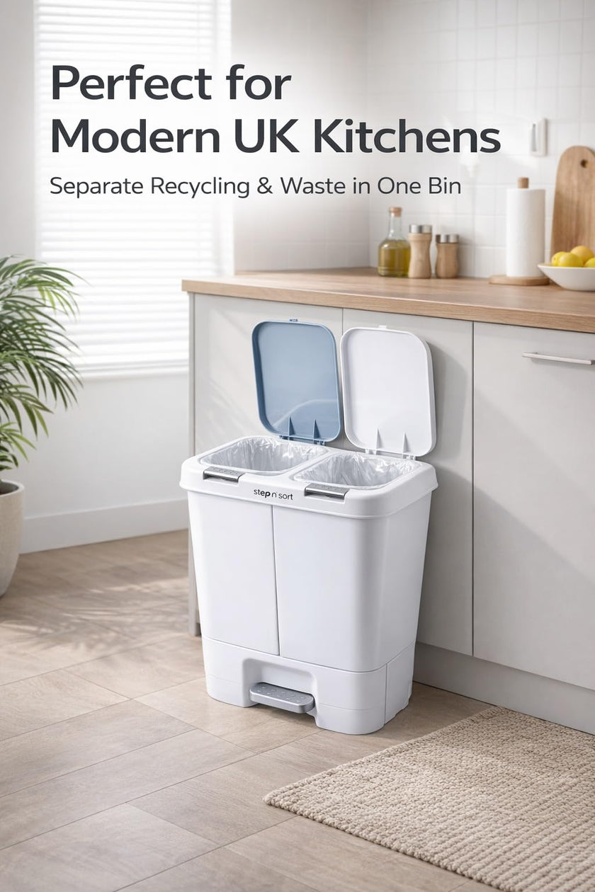 Step N’ Sort 40L Dual Compartment Recycling Bin – Slim Kitchen Waste & Recycling System (2 × 20L) 🍁 All In One Marketplace Canada