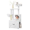 Feandrea WoodyWonders Cat Tree with Litter Box Furniture Hidden Enclosure, 2-in-1 Modern Tower, Cat Condo with Scratching Posts, Removable Pompom Sticks, Cloud White UPCT113W01 🍁 All In One Marketplace Canada