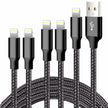 CUGUNU iPhone Charger, 5 Pack 3/3/6/6/10FT Apple MFi Certified USB Lightning Cable Nylon Braided Fast Charging Cord Compatible for iPhone 14/13/12/11/X/Max/8/7/6/5/SE/Plus/iPad - Black 🍁 All In One Marketplace Canada