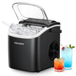 EUHOMY Countertop Ice Maker Machine with Handle, 26lbs in 24Hrs, 9 Ice Cubes Ready in 6 Mins, Auto-Cleaning Portable Ice Maker with Basket and Scoop, for Home/Kitchen/Camping/RV. (Black) 🍁 All In One Marketplace Canada