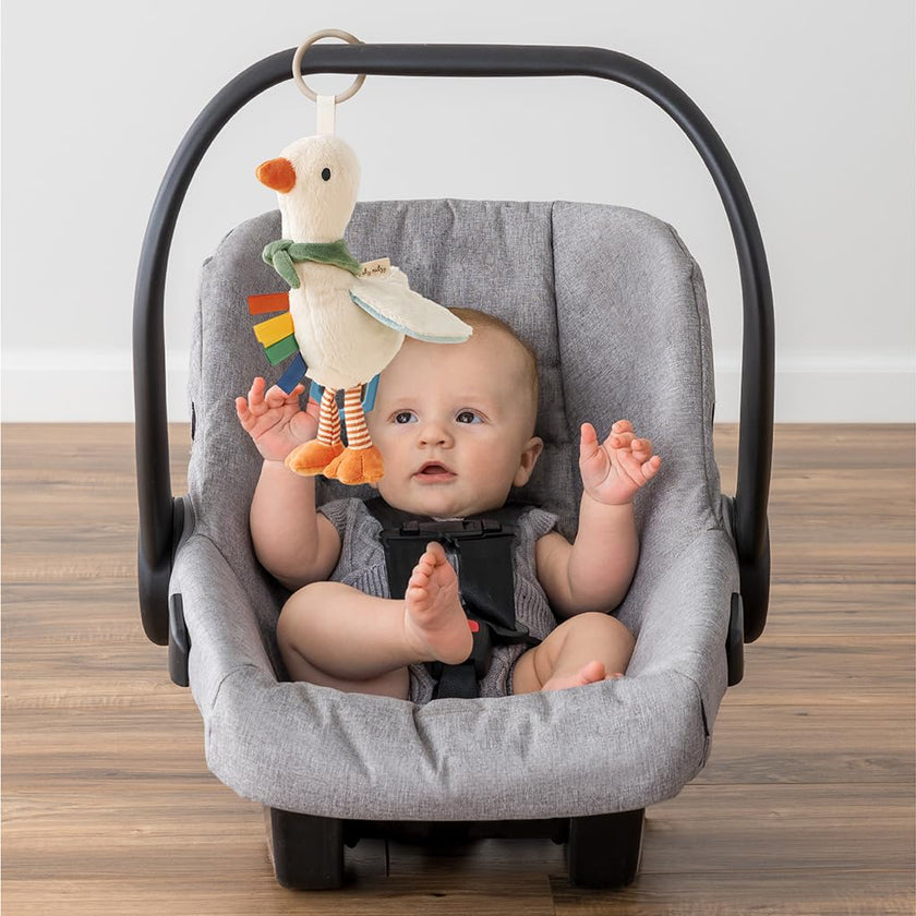 Itzy Ritzy Bitzy Traveler Car Seat & Stroller Toy for Babies – Developmental Sensory Toy Features Crinkle & Rattle Sounds & Multiple Textures – Hanging Travel Buddy for On-the-Go Entertainment (Goose) 🍁 All In One Marketplace Canada