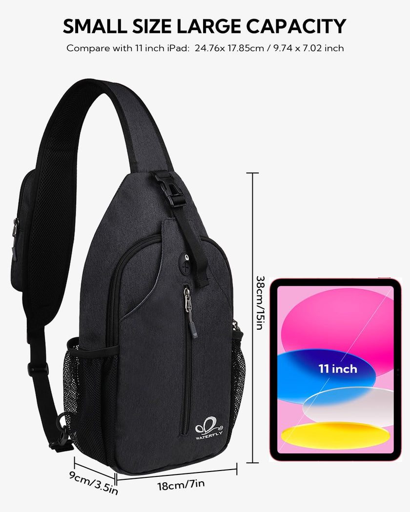WATERFLY Sling Bag Sling Backpack Crossbody Bag Hiking Daypack for Men Women (Black Color) 🍁 All In One Marketplace Canada