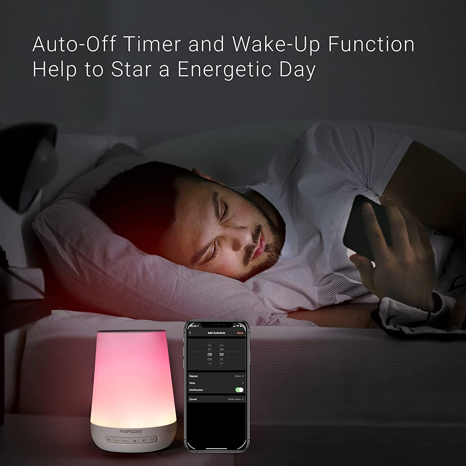 Baby Sound Machine, Momcozy White Noise Machine for Baby Sleeping with Night Light, Toddler Sleep Trainer 34 Soothing Sleep Sounds, Timer, App Remote Control, Personal Sleep Routine Alarm Clock(Blue) 🍁 All In One Marketplace Canada