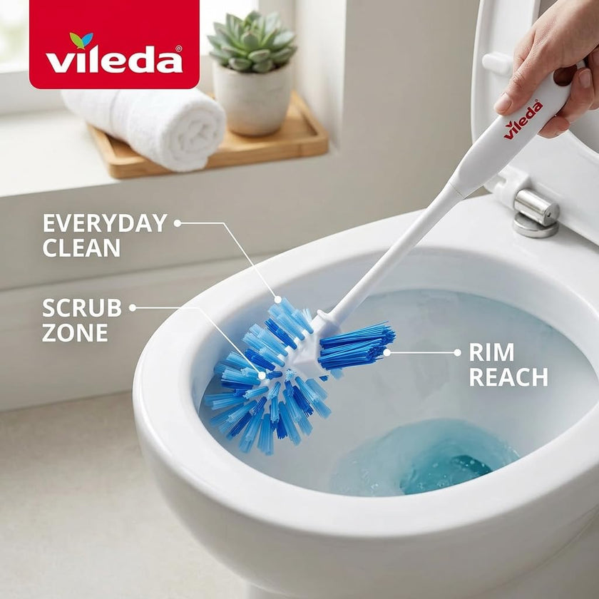 Vileda Deluxe Toilet Brush and Holder | Cleaner Brush with Ergonomic Handle | Easily Clean Under the Rim | Angled Bristles Reach Tough Spots 🍁 All In One Marketplace Canada