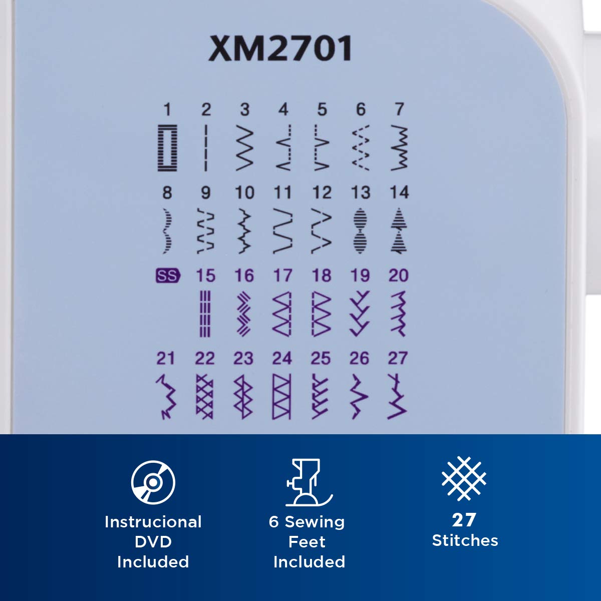 Brother XM2701 Lightweight, Full-Featured Sewing Machine with 27 Stitches, 1-Step Auto-Size Buttonholer, 6 Sewing Feet, and Instructional DVD 🍁 All In One Marketplace Canada