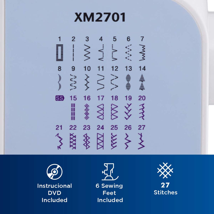 Brother XM2701 Lightweight, Full-Featured Sewing Machine with 27 Stitches, 1-Step Auto-Size Buttonholer, 6 Sewing Feet, and Instructional DVD 🍁 All In One Marketplace Canada