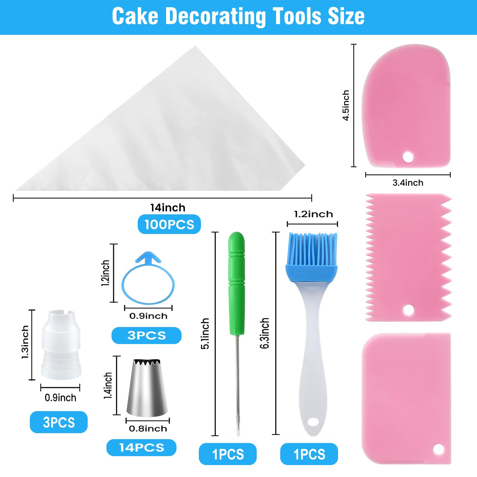 firstake Piping Bags and Tips Set - 100pcs 12 Inch Icing Bags with 14 Tips 🍁 All In One Marketplace Canada