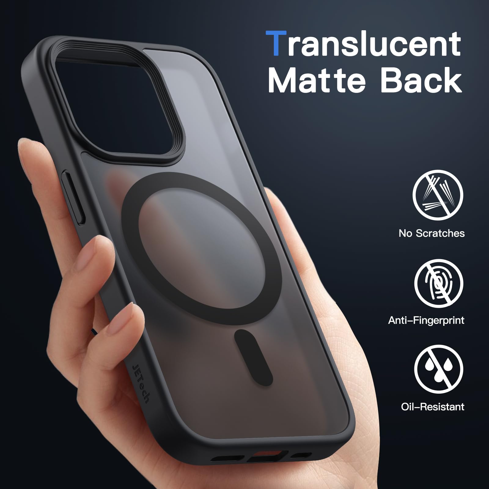 JETech Magnetic Case for iPhone 15 Pro 6.1-Inch Compatible with MagSafe, Translucent Matte Back Slim Shockproof Phone Cover (Black) 🍁 All In One Marketplace Canada
