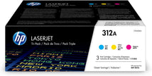 HP 312A (CF440AM) Cyan, Magenta & Yellow Original LaserJet Toner Cartridges, 3 Pack