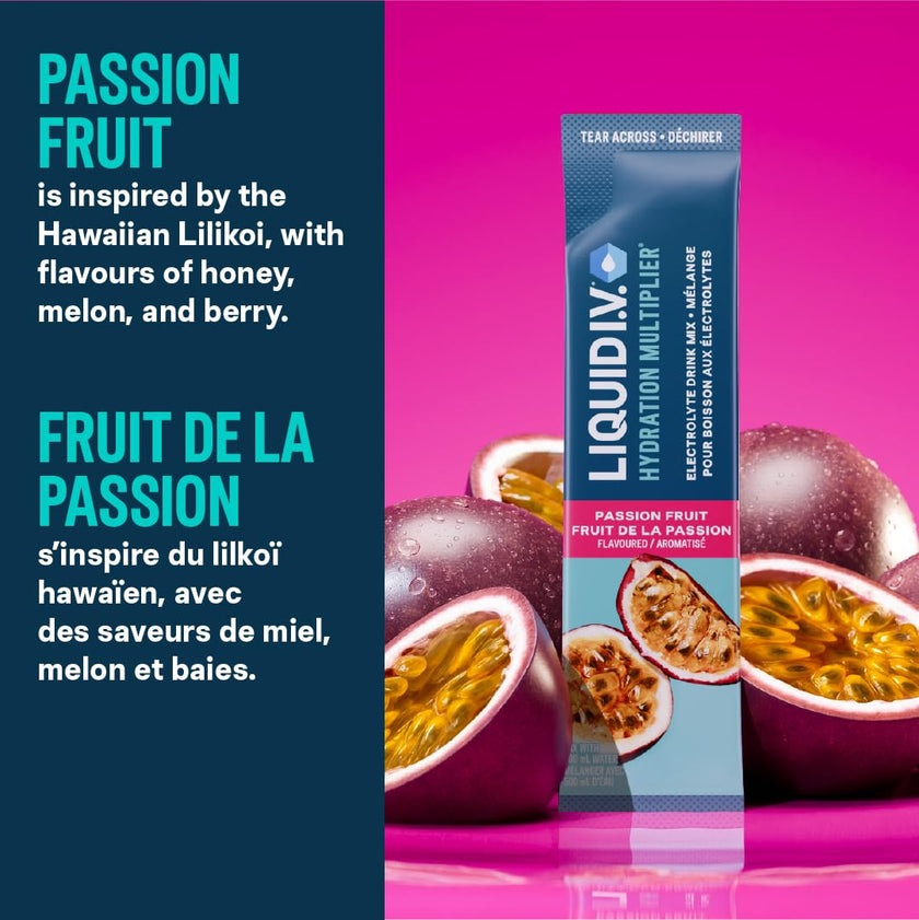 Liquid I.V. Hydration Multiplier Electrolyte Drink Mix - Enhanced Hydration Electrolyte Powder with Vitamins B3, B5, B6, B12 and C -18x On-the-go Sticks for Workout and Travel - Passion Fruit 🍁 All In One Marketplace Canada