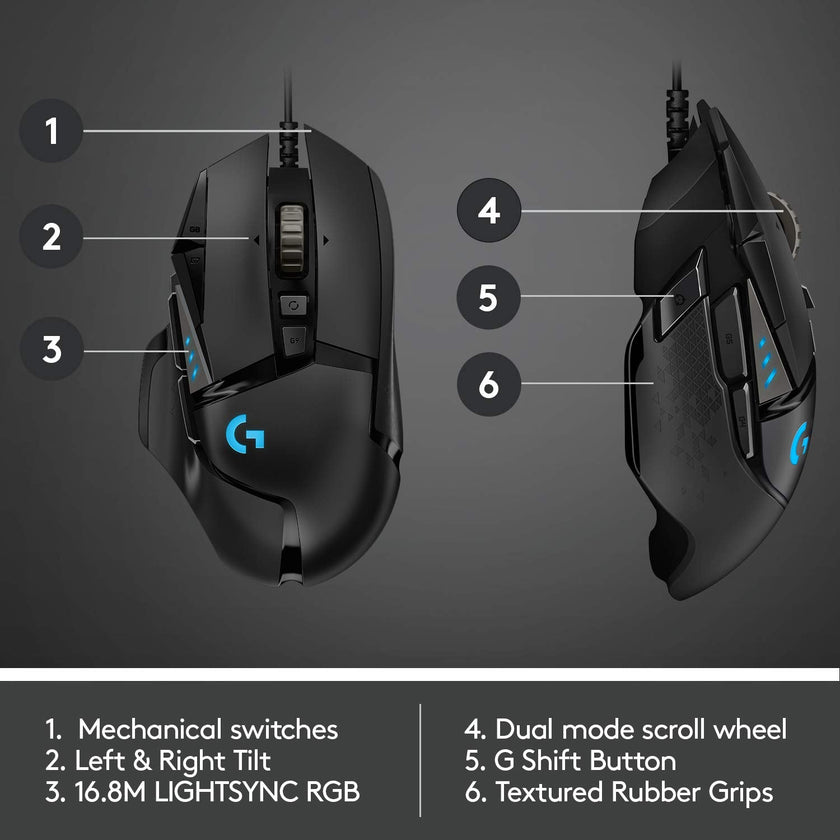 Logitech G502 Hero High Performance Wired Gaming Mouse, Hero 25K Sensor, 25,600 DPI, RGB, Adjustable Weights, 11 Programmable Buttons, On-Board Memory, PC/Mac, Black 🍁 All In One Marketplace Canada