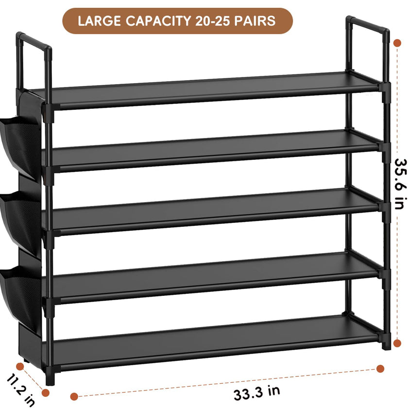 Shoe Rack 5 Tier Shoe Organizer Shoe Storage 20-25 Pairs for Closet Entryway Shoes Holder Space Saving Tall Shoes Shelf for Bedroom Garage Door 🍁 All In One Marketplace Canada