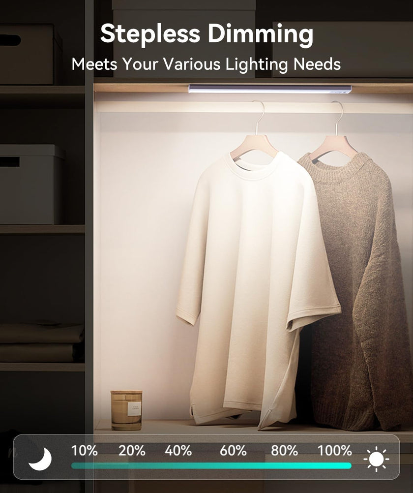 Under Cabinet Lighting, LED Motion Sensor Light Indoor, 2200mAh USB Rechargeable Closet Lights Battery Operated, Stick On Magnetic Wireless Dimmable Under Counter Lights for Kitchen, Stairs (2 Pack) 🍁 All In One Marketplace Canada