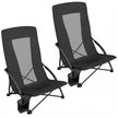 SONGMICS Set of 2 Portable Beach Chairs for Adults, Max. Load 330 lb Each, High Backrest, Cup Holder, Lightweight, Heavy-Duty, Black UGCB067B01V1 🍁 All In One Marketplace Canada