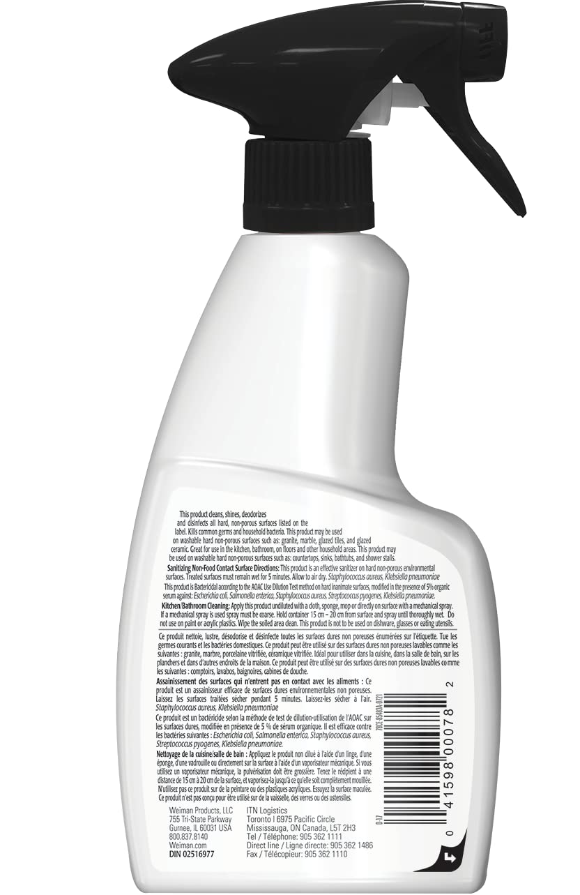 Weiman Granite Cleaner and Polish - 12 Fluid Ounce - Enhances Natural Color in Granite, Quartz, Marble, Soap Stone and More 🍁 All In One Marketplace Canada