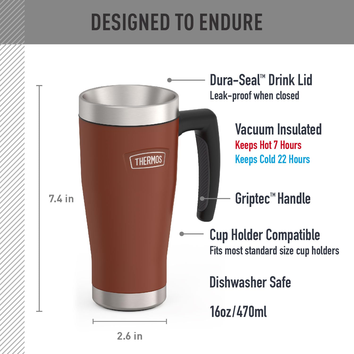 THERMOS ICON Series 16oz Stainless Steel Mug, Saddle 🍁 All In One Marketplace Canada