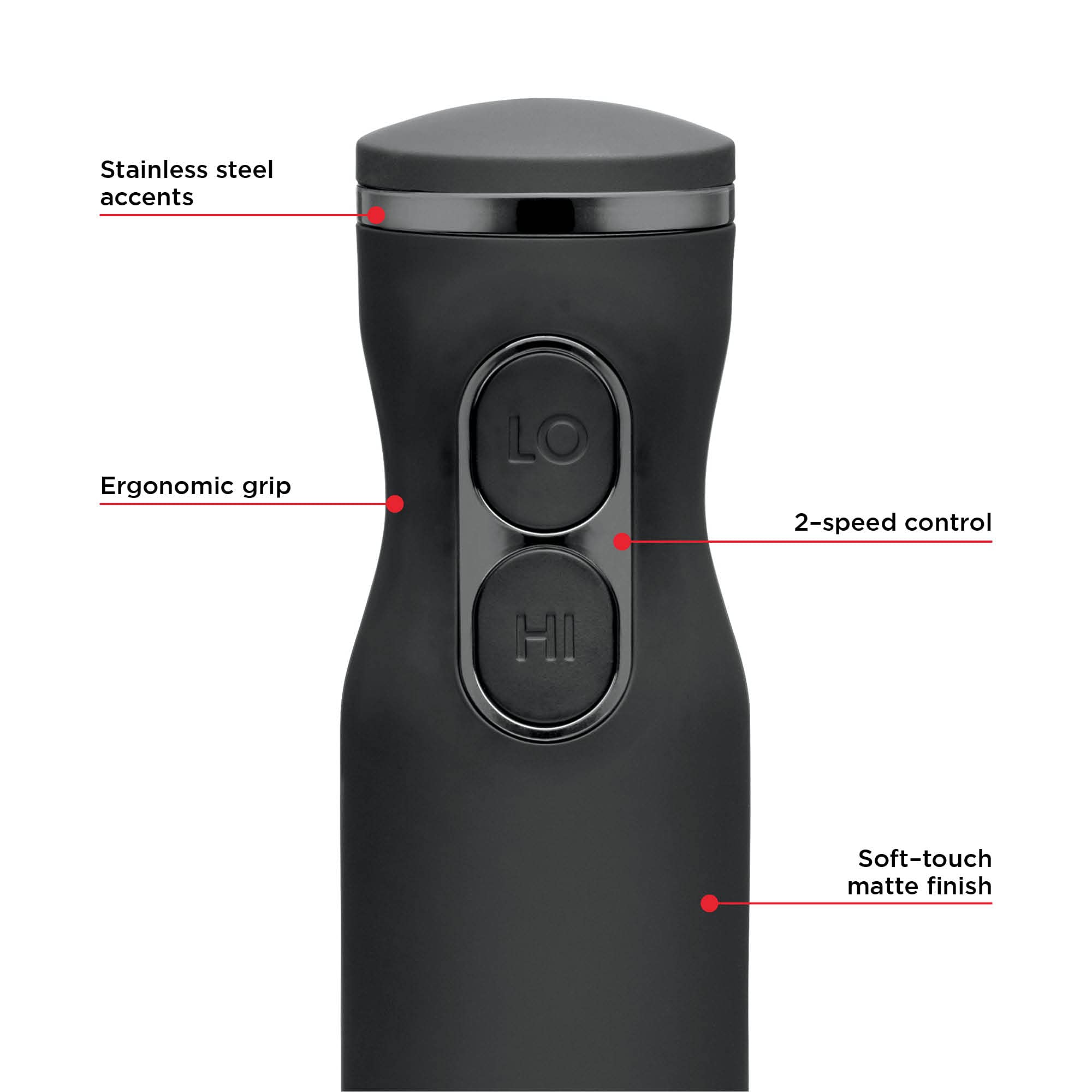 Chefman Immersion Blender, 300W Hand Blender with Stainless Steel Blades, Powerful Electric Ice Crushing 2-speed Control Handheld Food Mixer, Purées, Smoothies, Shakes, Sauces & Soups, Black 🍁 All In One Marketplace Canada