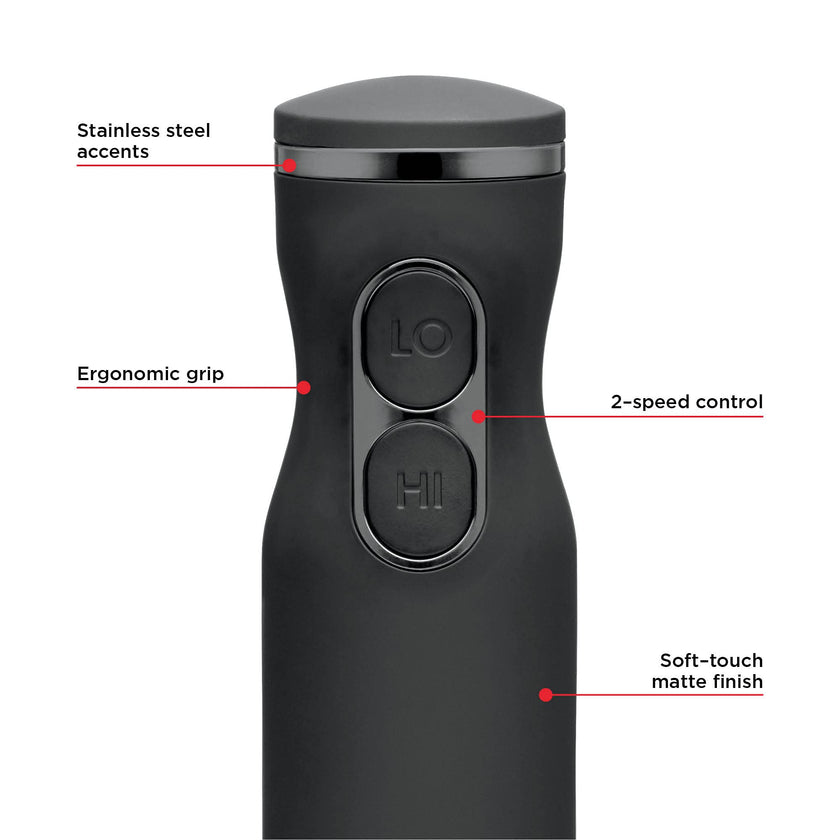 Chefman Immersion Blender, 300W Hand Blender with Stainless Steel Blades, Powerful Electric Ice Crushing 2-speed Control Handheld Food Mixer, Purées, Smoothies, Shakes, Sauces & Soups, Black 🍁 All In One Marketplace Canada