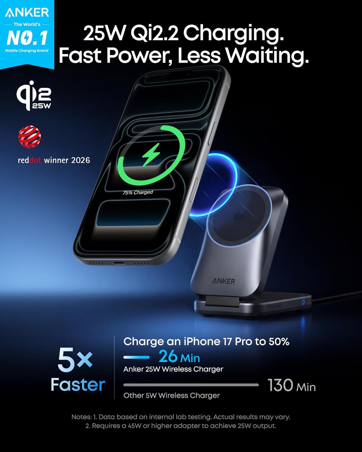 Anker Prime 3-in-1 Charging Station, AirCool Wireless Charger, 25W Qi2.2-Certified Palm-Sized Foldable MagSafe Charger Compatible with iPhone 17, Apple Watch, AirPods (Non-Battery, with Adapter) 🍁 All In One Marketplace Canada