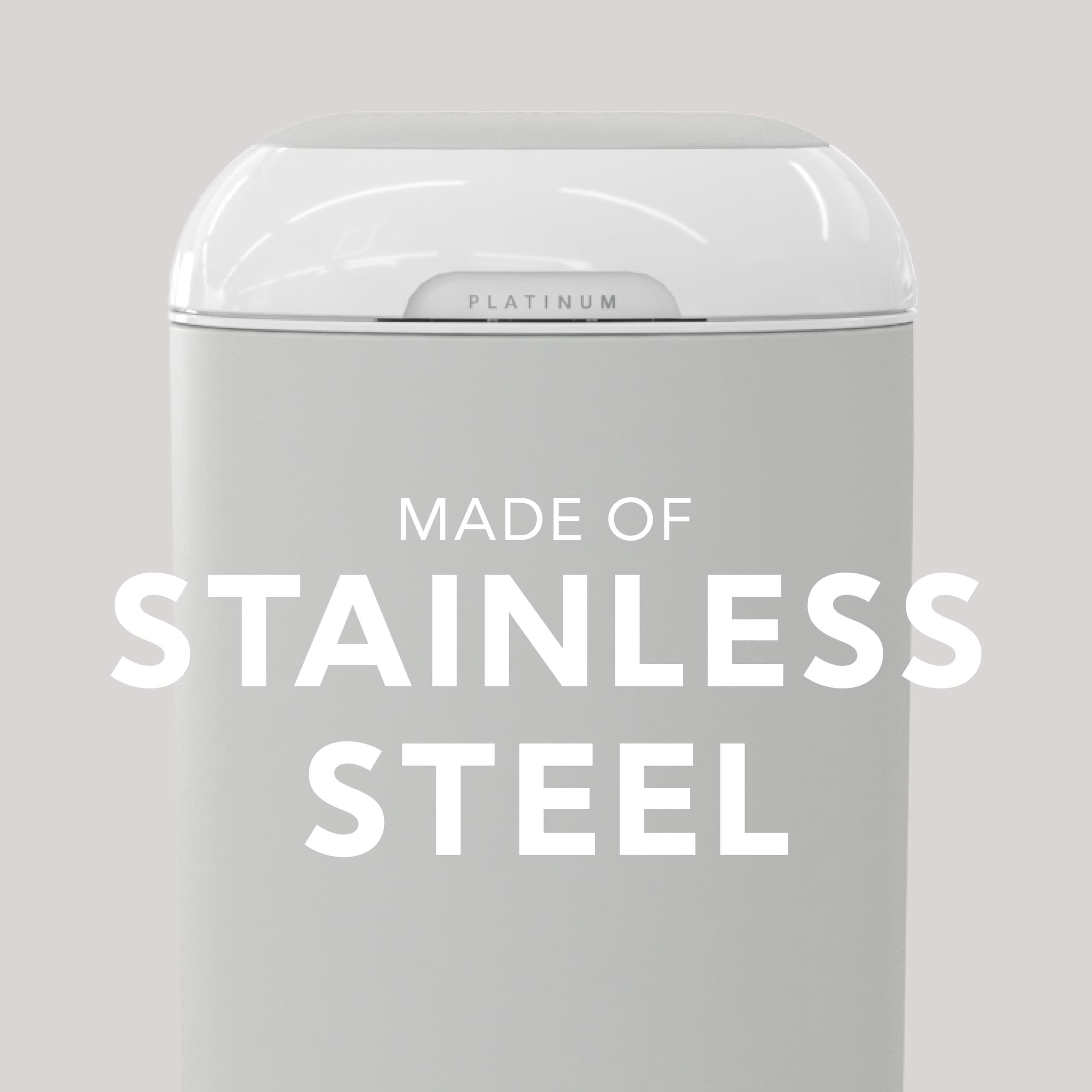 Diaper Genie Platinum Diaper Pail, Stone Grey - Made in Durable Stainless Steel and Includes 1 Easy Roll Refill with 18 Bags 🍁 All In One Marketplace Canada