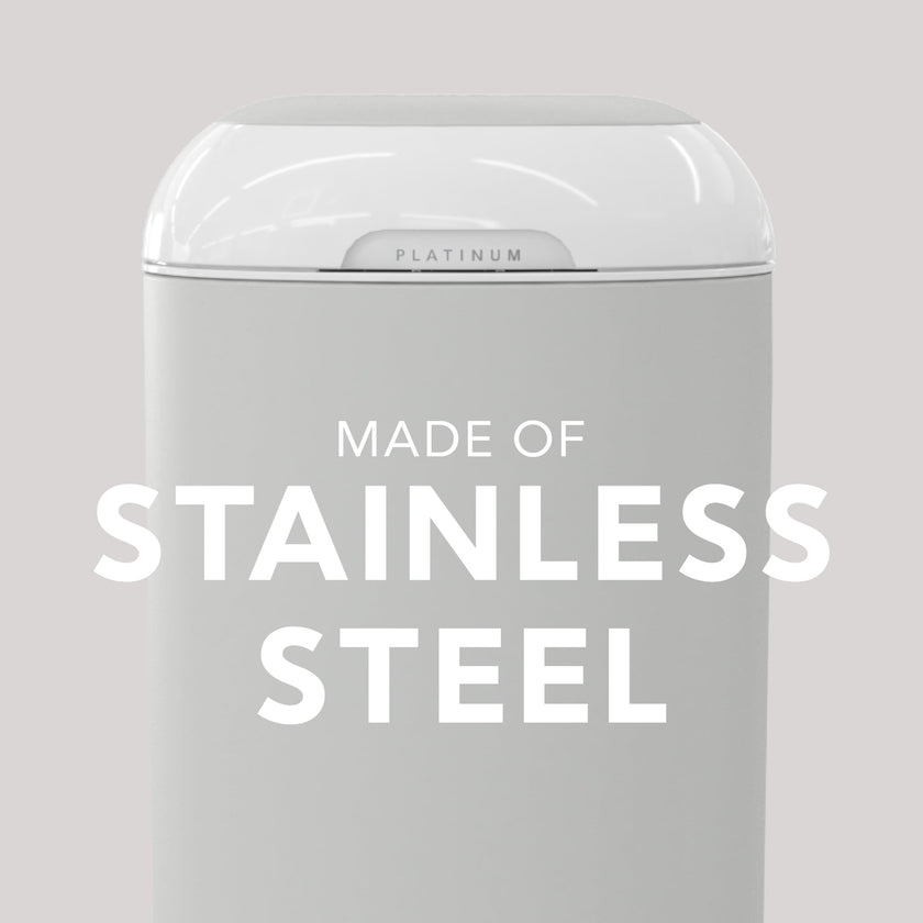 Diaper Genie Platinum Diaper Pail, Stone Grey - Made in Durable Stainless Steel and Includes 1 Easy Roll Refill with 18 Bags 🍁 All In One Marketplace Canada