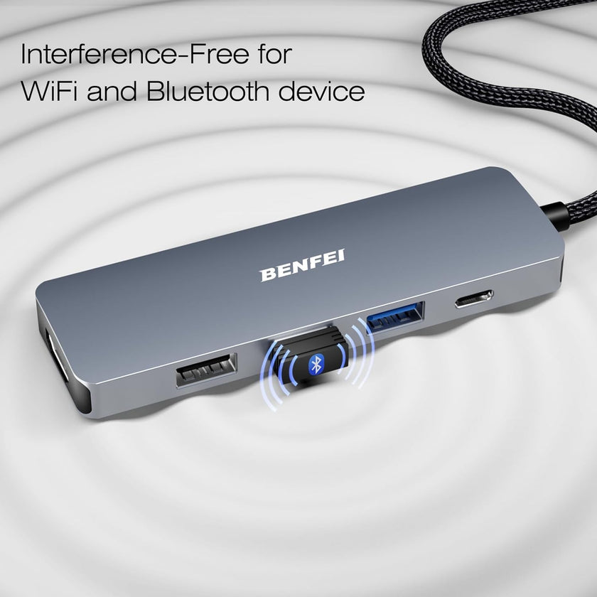 BENFEI 5in1 USB C Hub with 4K HDMI, 3 USB-A, 100W Power Delivery, Silicone and Woven Design Cable, Aluminum Case Compatible with MacBook Pro/Air, iPad Pro, iMac, iPhone 15 Pro/Pro Max, XPS, Thinkpad 🍁 All In One Marketplace Canada