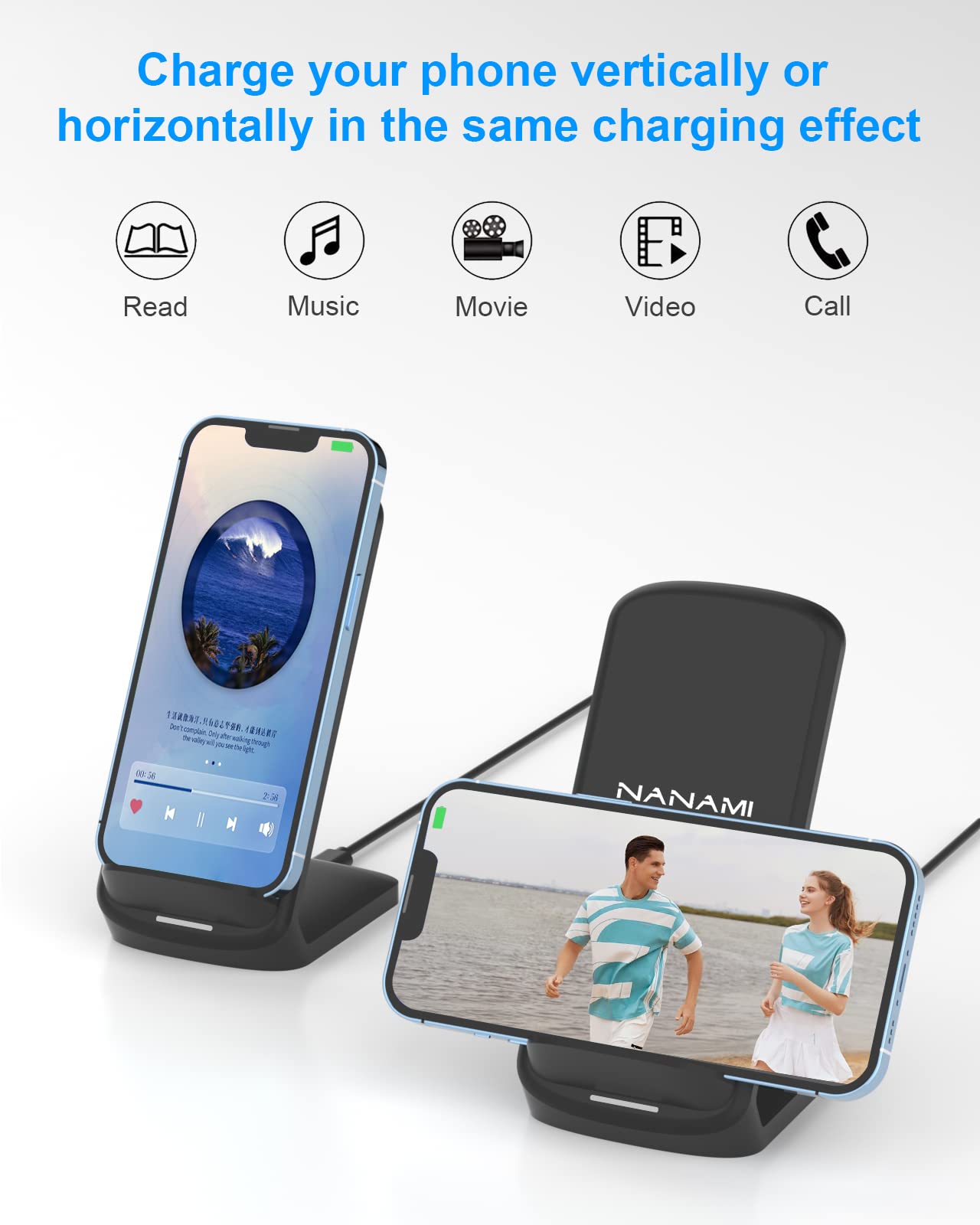 NANAMI Upgraded 15W Fast Wireless Charger, Wireless Charging Stand Compatible with iPhone 17/16/15/14 Pro Max/13/12/11/XR/XS Max/X/8+, Phone Charger for Samsung Galaxy S26/S25/S24/S23/S22/S21/S20/S10 🍁 All In One Marketplace Canada