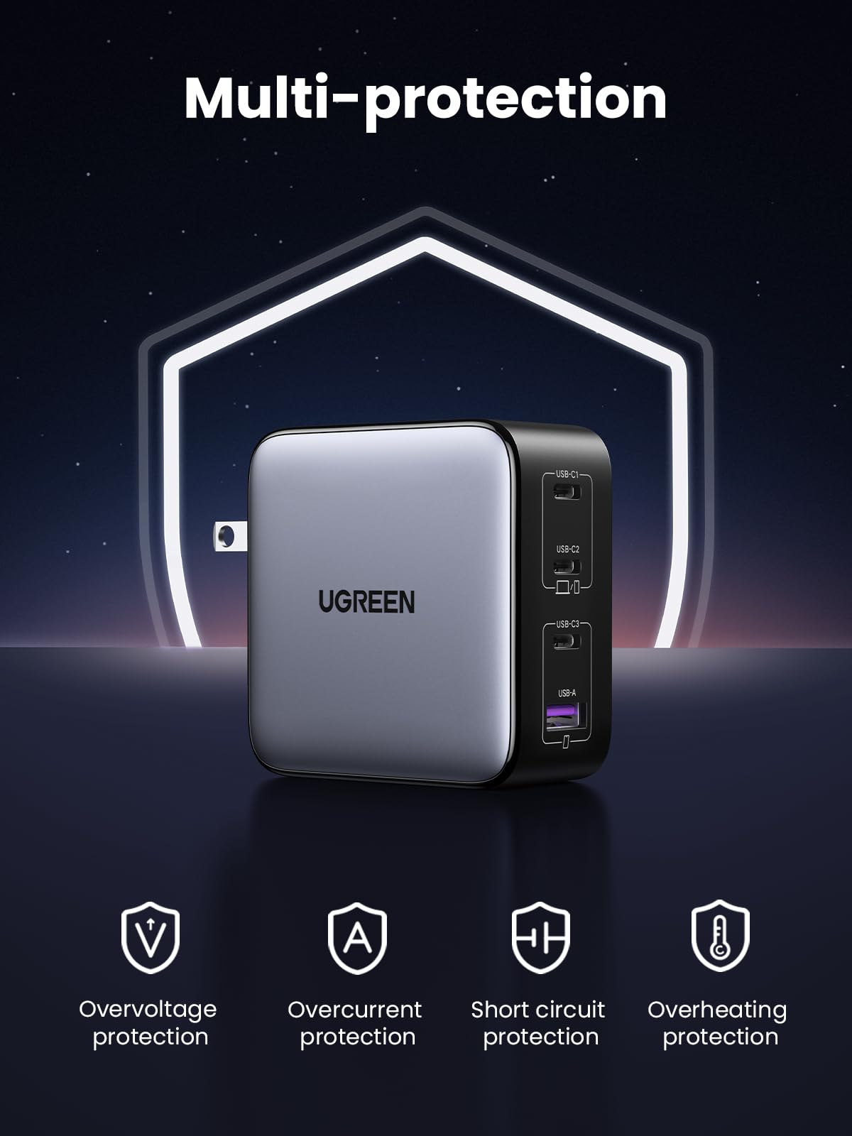 UGREEN Nexode 100W USB C Charger Block, 4-Port GaN Charger Block Fast Charger Compatible for MacBook Pro/Air, iPhone 17 Pro Max/iPhone Air, iPad Pro, Galaxy S26 S25, Pixel, Steam Deck, Black 🍁 All In One Marketplace Canada