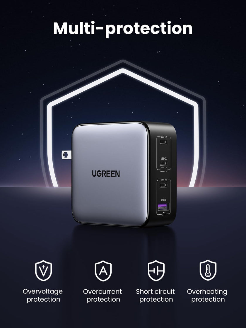 UGREEN Nexode 100W USB C Charger Block, 4-Port GaN Charger Block Fast Charger Compatible for MacBook Pro/Air, iPhone 17 Pro Max/iPhone Air, iPad Pro, Galaxy S26 S25, Pixel, Steam Deck, Black 🍁 All In One Marketplace Canada