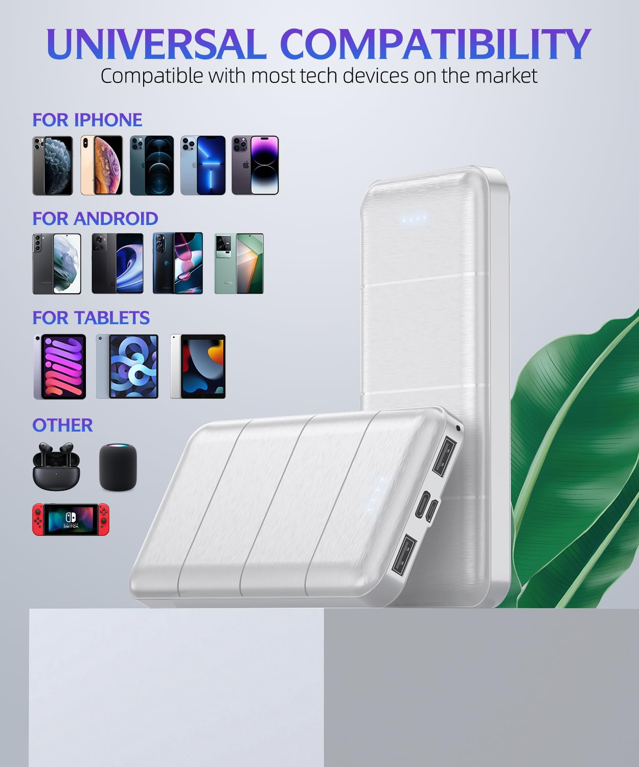 Portable-Charger-Power-Bank - 2 Pack 15000mAh Dual USB Power Bank Output 5V3.1A Fast Charger Portable Charger Compatible with Smartphones and All USB Devices (Deep Black and White) 🍁 All In One Marketplace Canada
