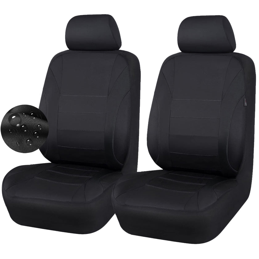 CAR Pass Neoprene Waterproof Two Front Car Seat Covers Set- Universal Fit for Vehicles, Airbag Compatiable(Black) 🍁 All In One Marketplace Canada