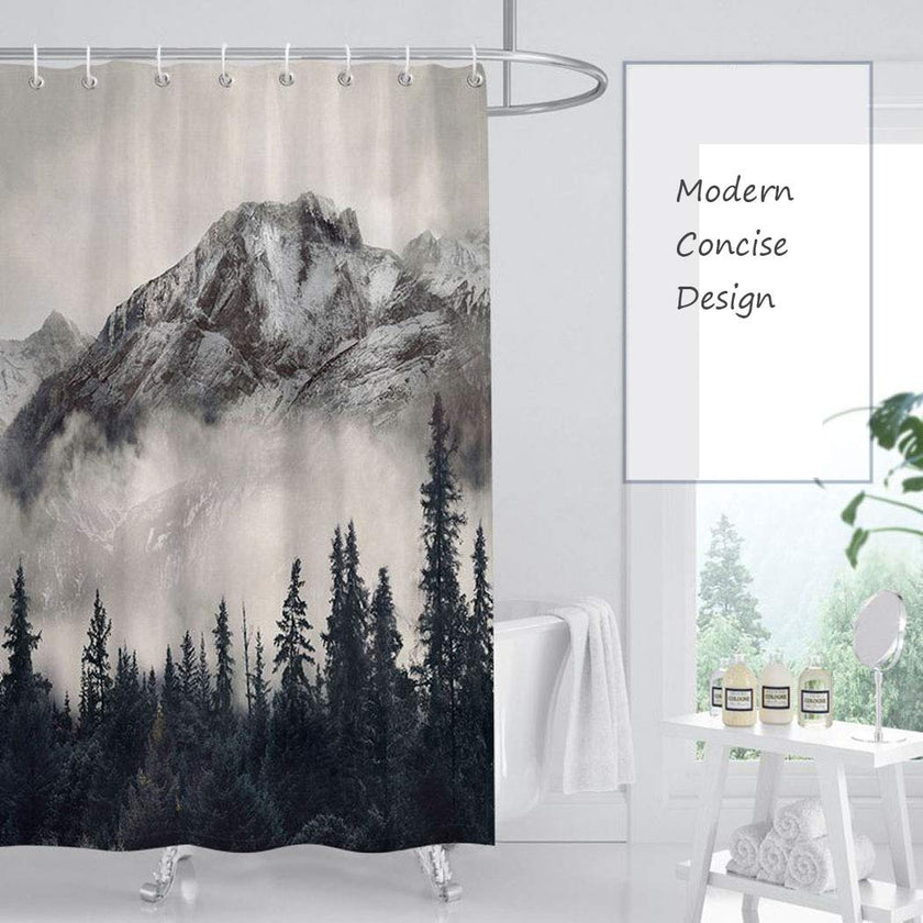 Mantto Canadian Smoky Mountain Cliff Outdoor Idyllic Photo Art Shower Curtain, National Parks Home Decor Curtain, Waterproof Polyester Fabric Bathroom Shower Curtain with Hooks 72