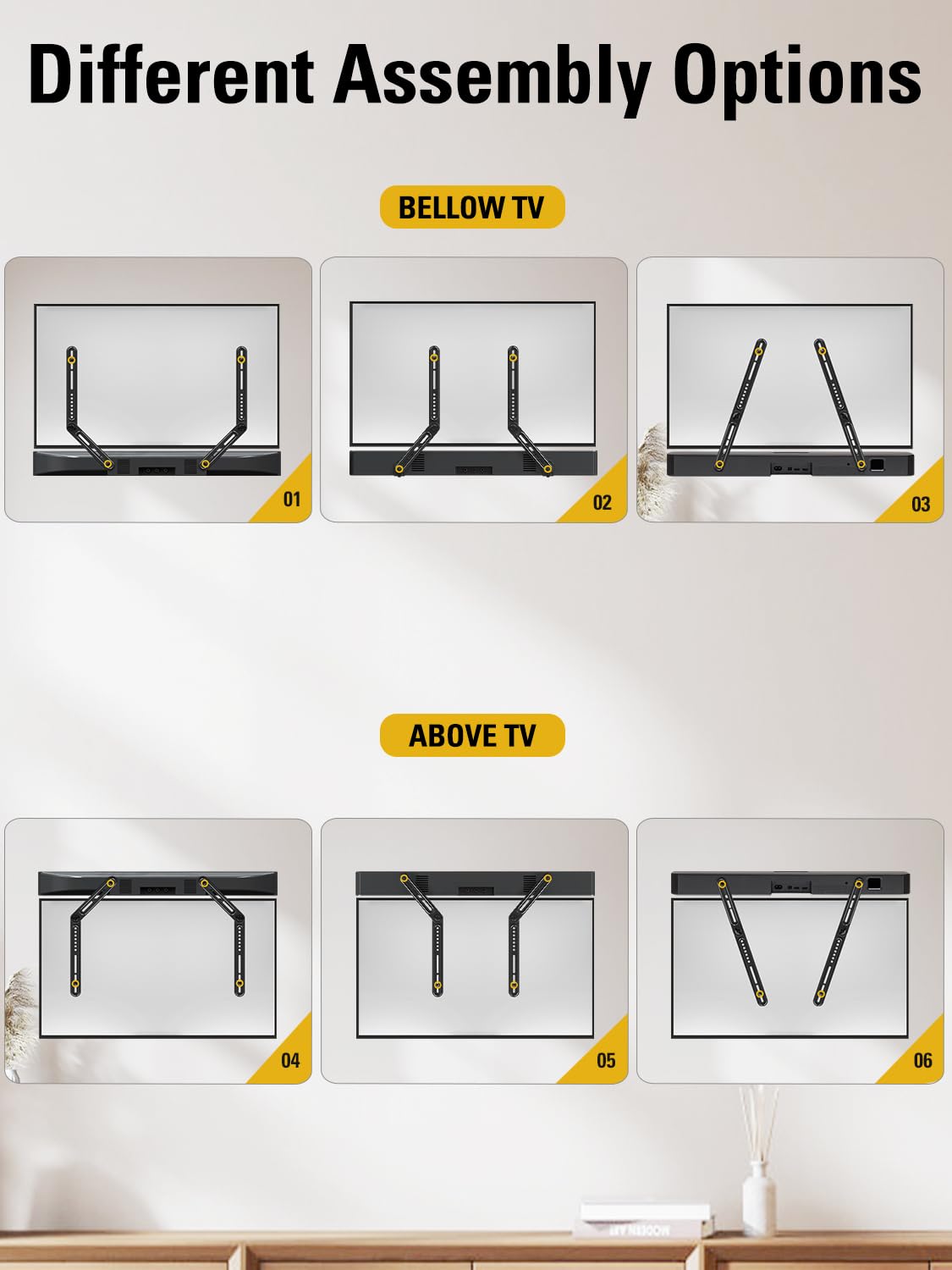 Mounting Dream Sound Bar Mount Bracket for Mounting Above or Under TV, Fits Most Sound Bars Up to 15 Lbs, with Detachable Long Extension Plates MD5420 🍁 All In One Marketplace Canada