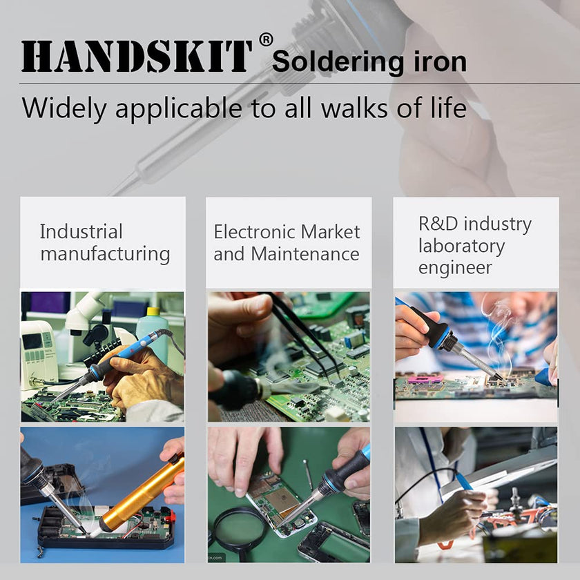 HANDSKIT Soldering Iron Kit, 60W Adjustable Temperature Welding Tool, 5pcs Soldering Iron Tip, Soldering Iron Stand, Desoldering Pump, Tweezers, Solder Wire, Carry Bag 🍁 All In One Marketplace Canada