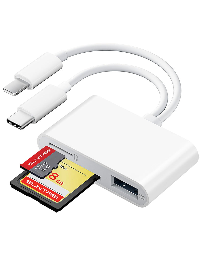 SD Card Reader for iPhone iPad Camera with USB C, Dual Card Slot USB 3.0 Memory Card Reader Supports SD/TF Card Trail Camera Viewer SD Card Adapter Portable Micro SD Card Reader No App Plug and Play 🍁 All In One Marketplace Canada