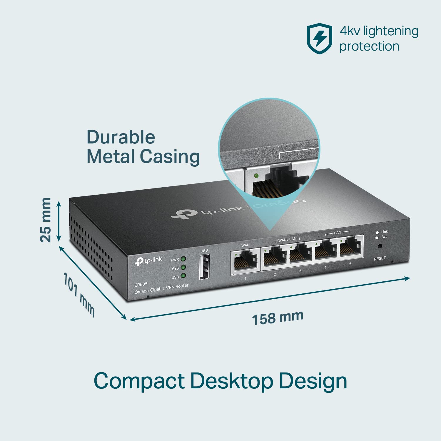 TP-Link Multi-WAN Wired VPN Router (ER605) - Up to 4 Gigabit Ports, SPI Firewall SMB, Omada SDN Integrated, Load Balance, Lightning Protection, Limited Lifetime Protection 🍁 All In One Marketplace Canada