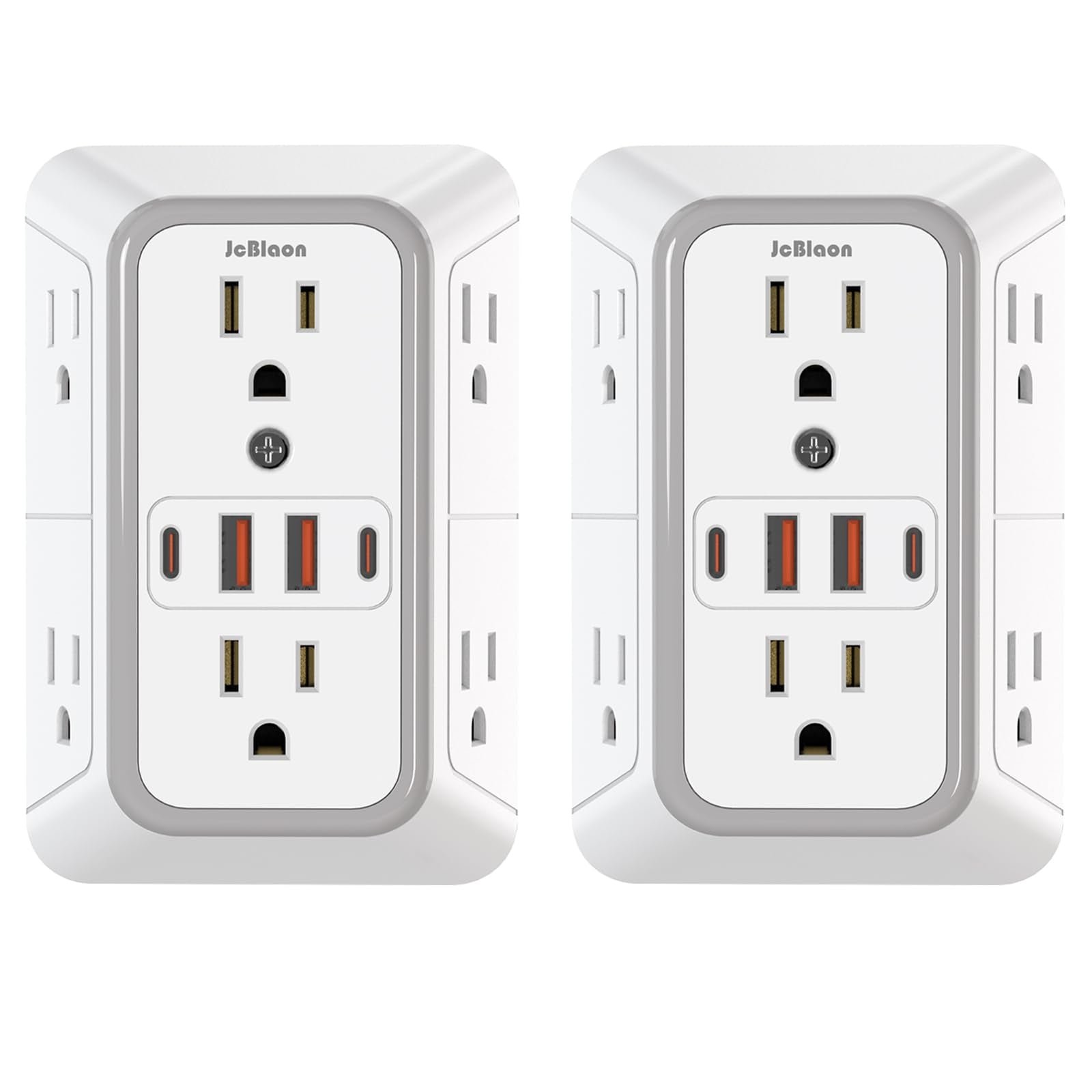 2 Pack Outlet Extender Surge Protector, 6 Outlet Splitter with 4 USB Outlet (2 USB A,2 USB C), 3Sided Power Strip with Adapter Spaced Outlets for Home, Office, Travel(White) 🍁 All In One Marketplace Canada