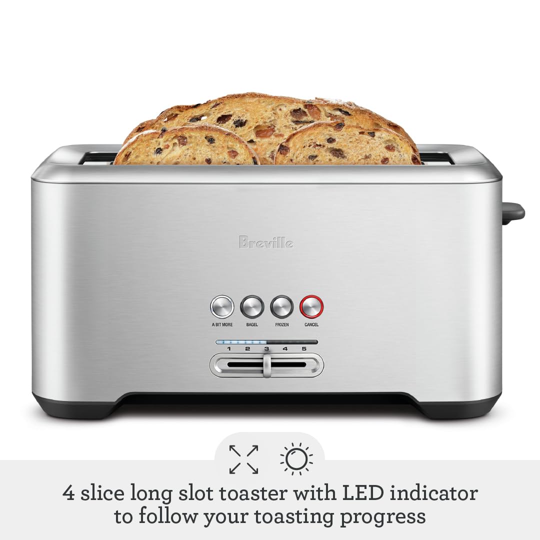 Breville A Bit More 4 Slice Toaster, silver - BTA730XL, 16.1 x 8.1 x 7.6 inches 🍁 All In One Marketplace Canada